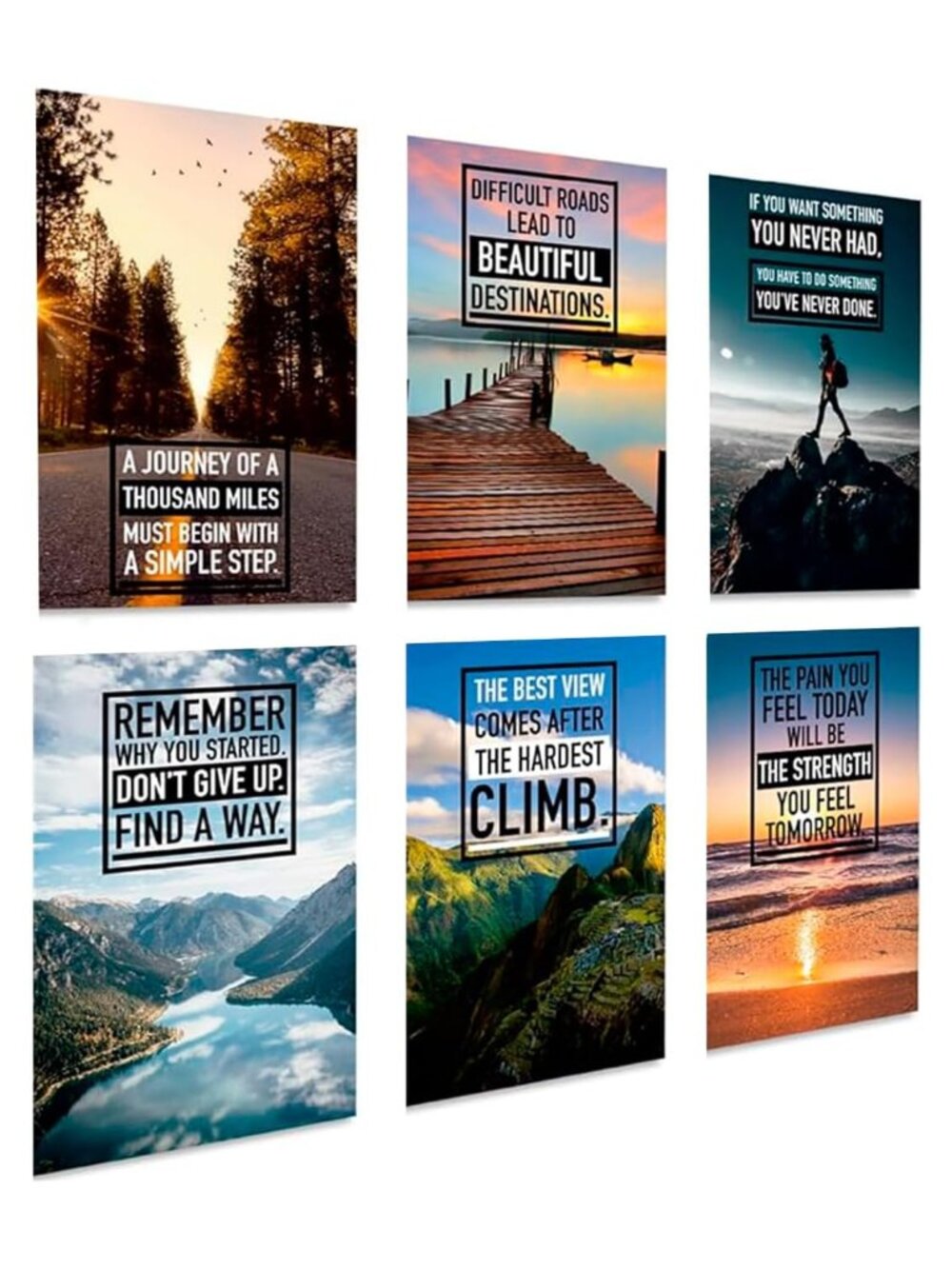 Motivational Posters Set of 6 Unframed 11x17 Wall Art Prints Office Home